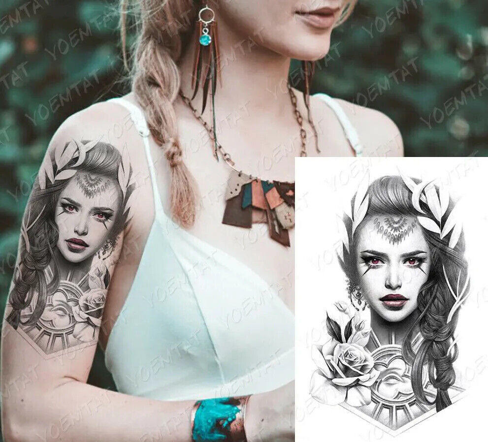 Vampire Woman Temporary Tattoo Roses Waterproof Womens Tattooo Fake Arm Leg Mens