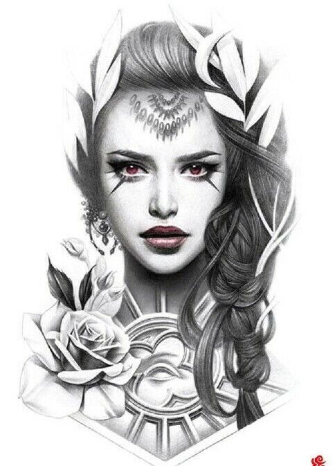 Vampire Woman Temporary Tattoo Roses Waterproof Womens Tattooo Fake Arm Leg Mens