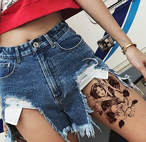 Japanese Girl Katana Temporary Tattoo Sticker Womens Fake Arm Leg Mens tattoos