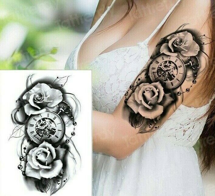 Rose Flowers Arm Tattoo Sticker Womens Mens Waterproof tattoos Flowers