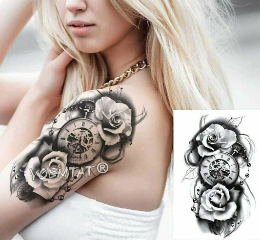Rose Flowers Arm Tattoo Sticker Womens Mens Waterproof tattoos Flowers