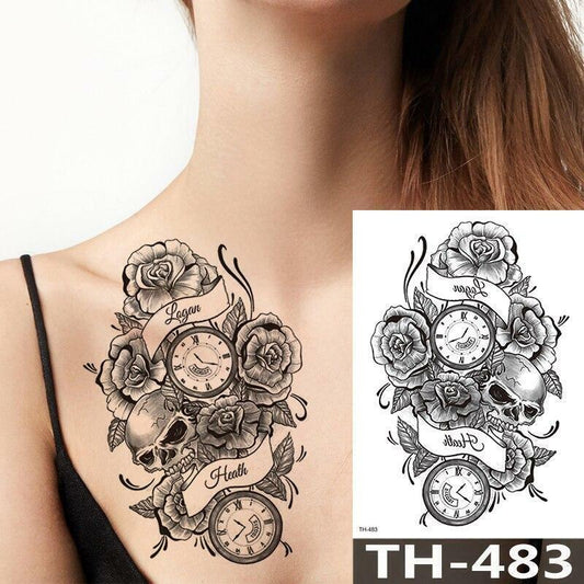 Womens Sexy Tattoo Skull Watch Tattoos Sticker Womens Fake Arm Sleeve Leg