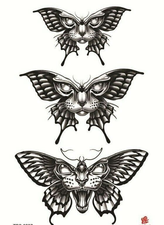 Moth Cat Temporary Tattoo Womens Tattoos Mens Arm Fake Chest Sticker Waterproof