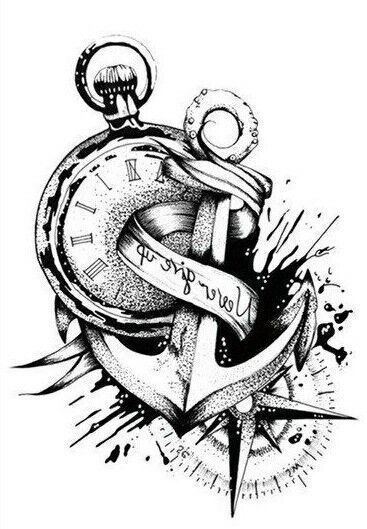 Nautical Sea Anchor Compass Watch Tattoo Fake Sticker Women Mens Sailor Arm