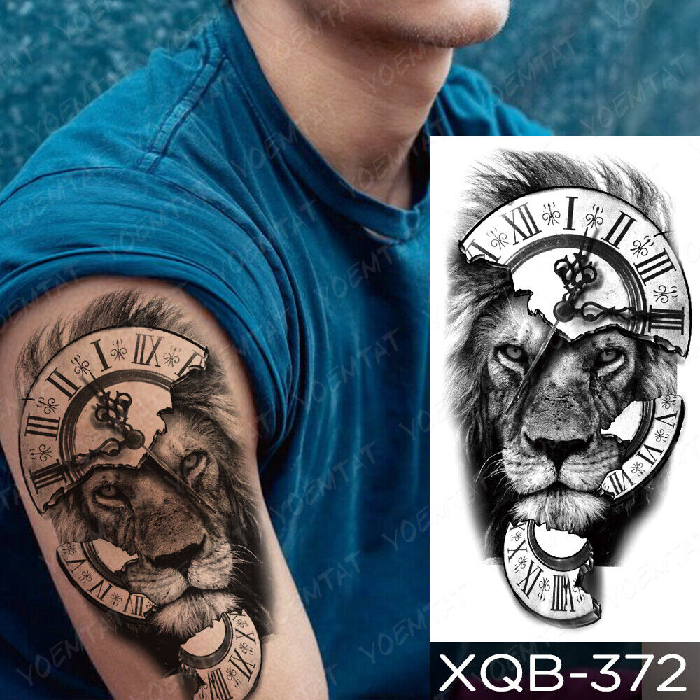 Lion Temporary Tattoo Fake Sticker Mens Womens Lions Waterproof Arm Leg Tattoos