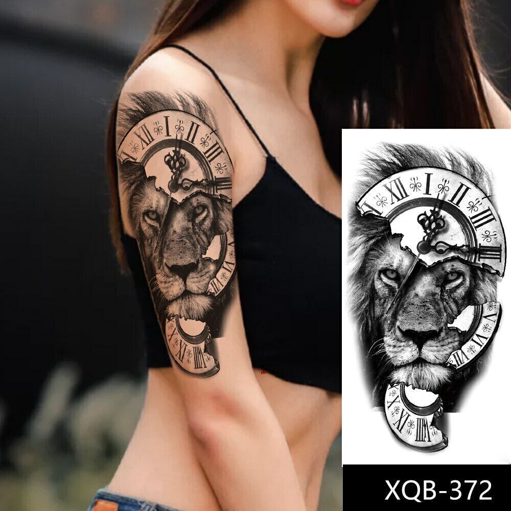 Lion Temporary Tattoo Fake Sticker Mens Womens Lions Waterproof Arm Leg Tattoos