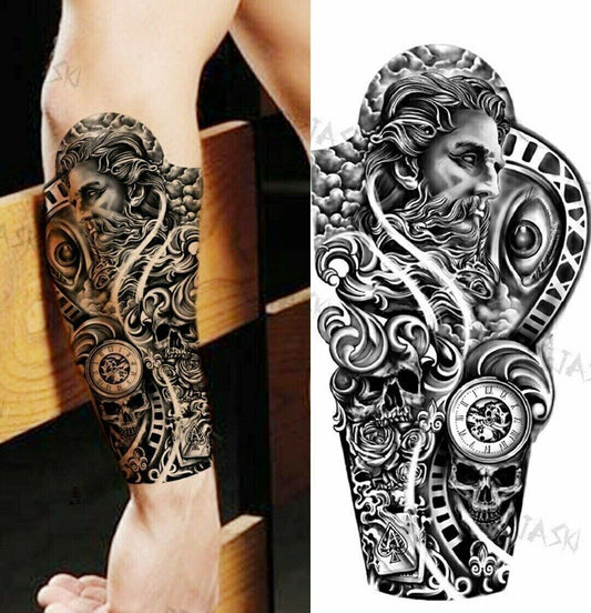 Roman God Temporary Tattoo Fake Sticker Womens Mens Arm Tattoos Waterproof