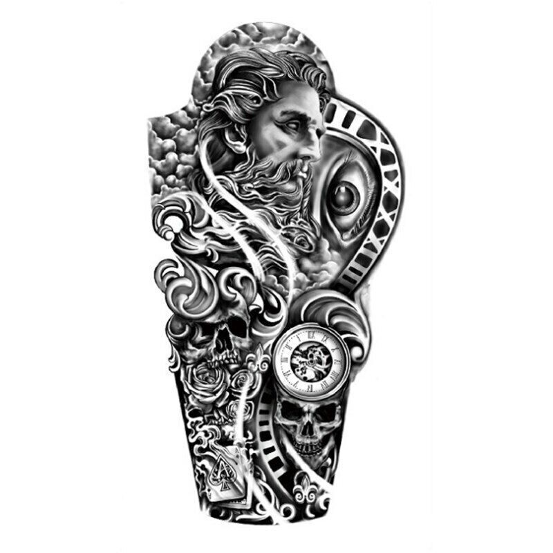 Roman God Temporary Tattoo Fake Sticker Womens Mens Arm Tattoos Waterproof