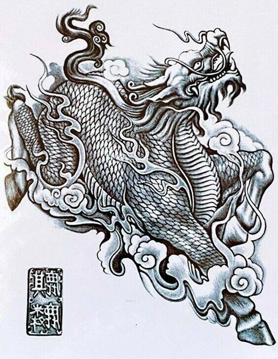 Kylin Dragon Temporary Tattoo Womens Mens Tattoos Waterproof arm leg
