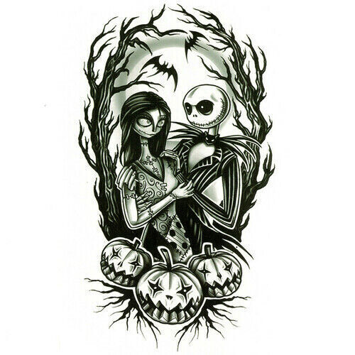 Jack Skellington Nightmare Before Christmas Temporary Waterproof Tattoo Womens