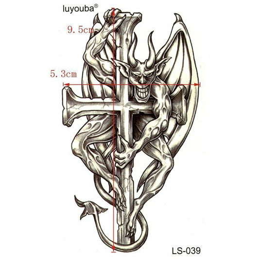 Devil Cross Tattoos Women Mens Kids Fake temporary tattoo Sticker Waterproof