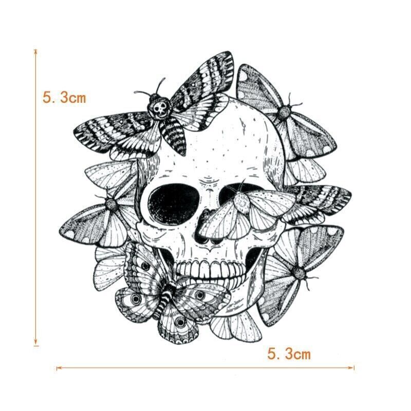 Moth Skull Death Waterproof Temporary Tattoo Stickers Women Men Kids Press on