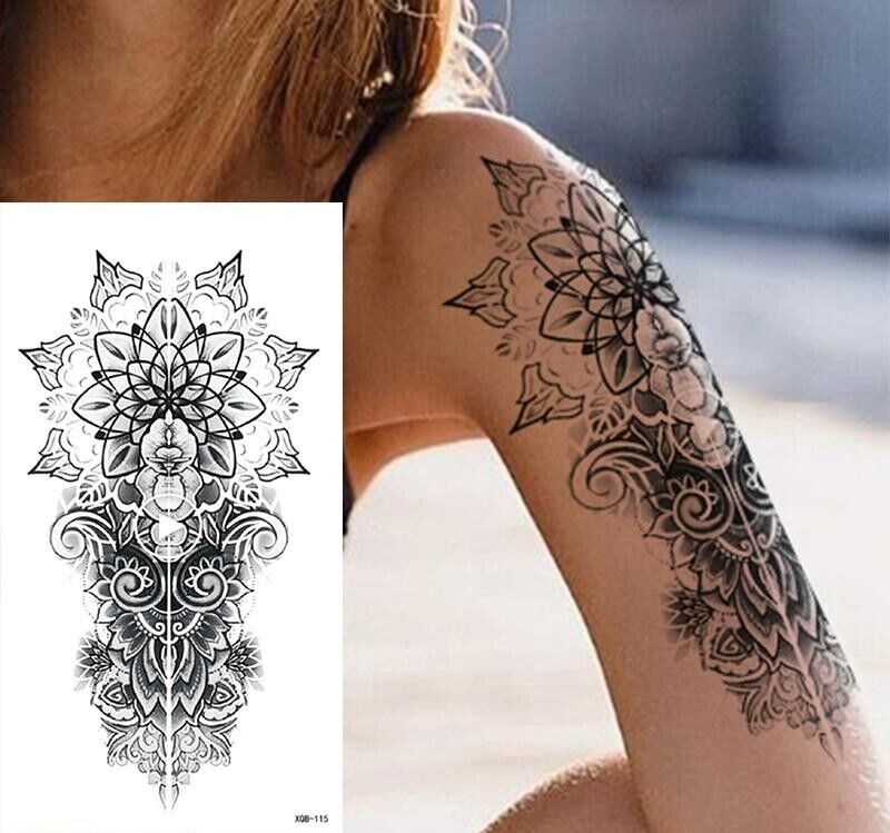 Womens Arm Tattoo Fake tattoos Body Thigh Back Leg Flowers Waterproof