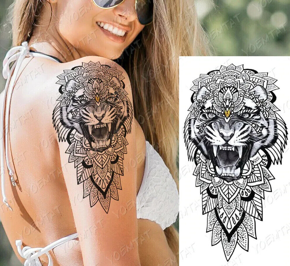 Temporary Tattoos Womens Mens Lion Sexy Flower Fake Waterproof Tattoo Sticker