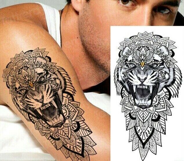Temporary Tattoos Womens Mens Lion Sexy Flower Fake Waterproof Tattoo Sticker