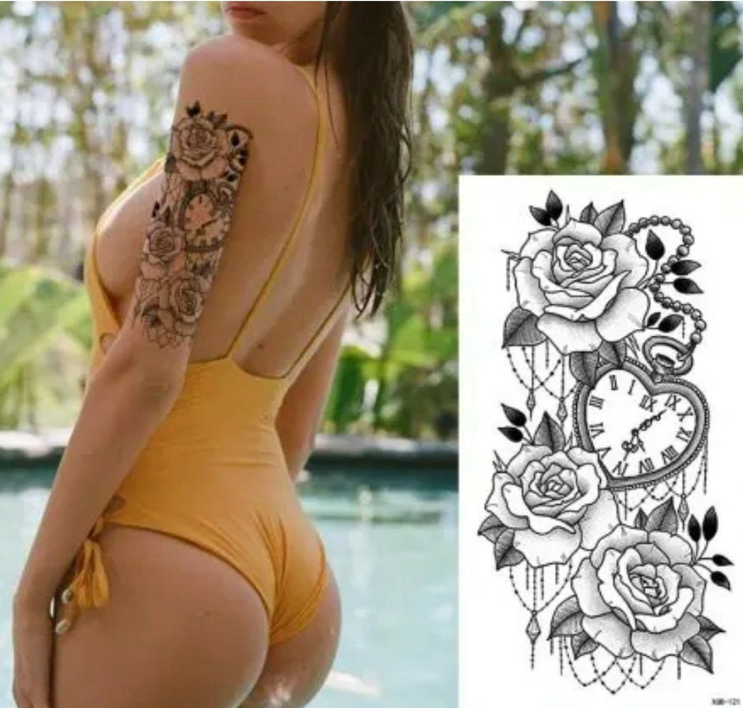Temporary Tattoos Womens Mens Lion Sexy Flower Fake Waterproof Tattoo Sticker