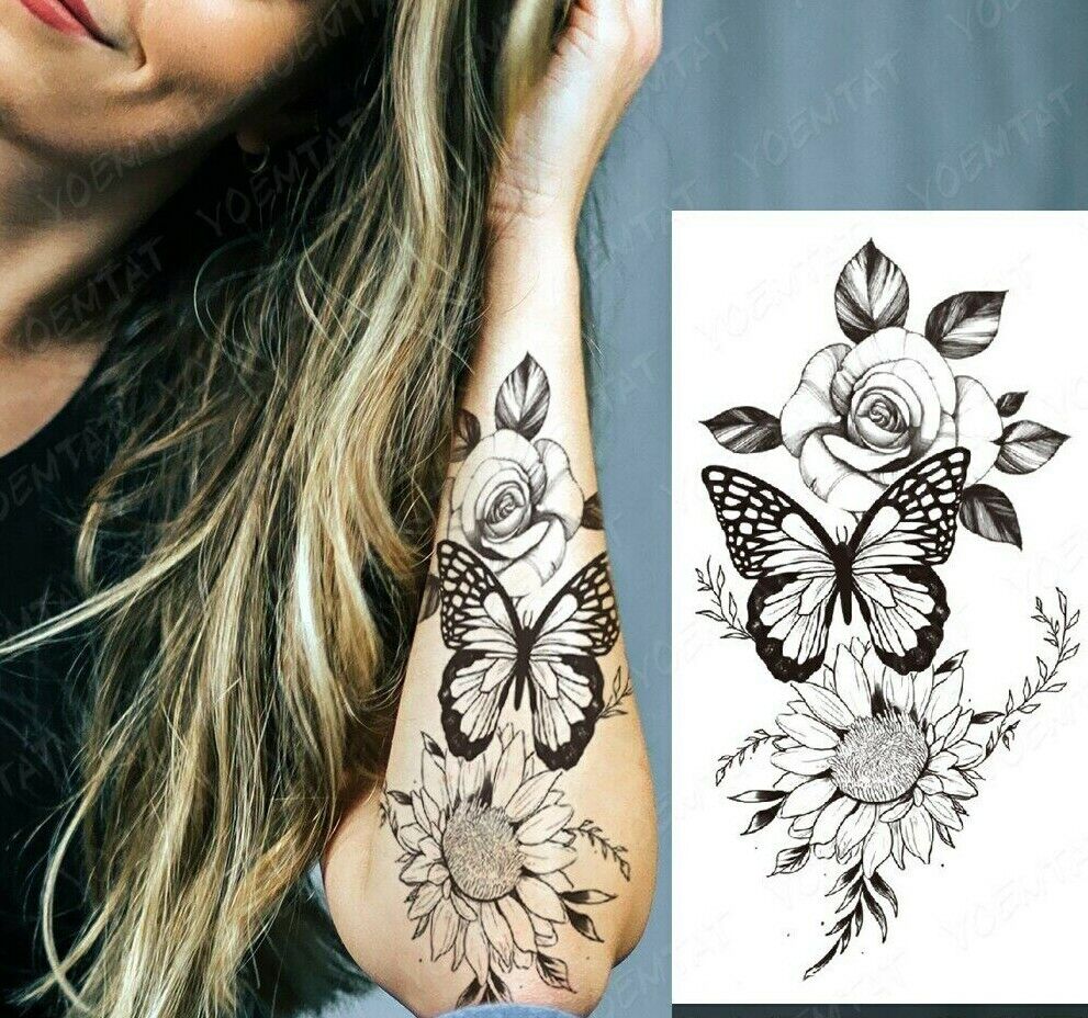 Temporary Tattoos Womens Mens Lion Sexy Flower Fake Waterproof Tattoo Sticker