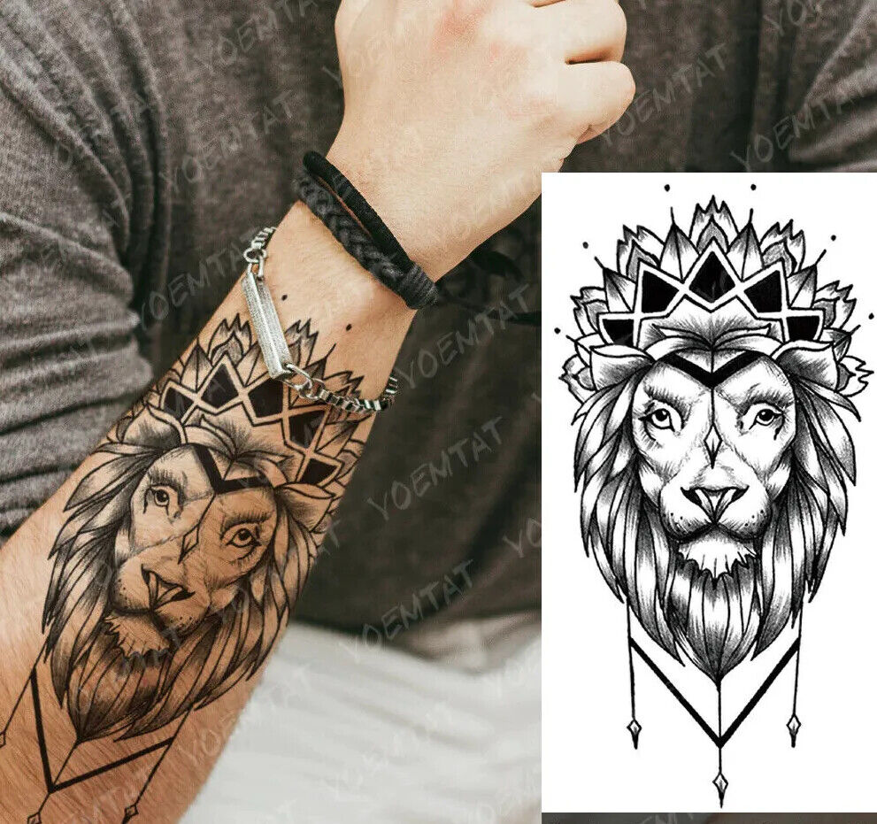 Temporary Tattoos Womens Mens Lion Sexy Flower Fake Waterproof Tattoo Sticker