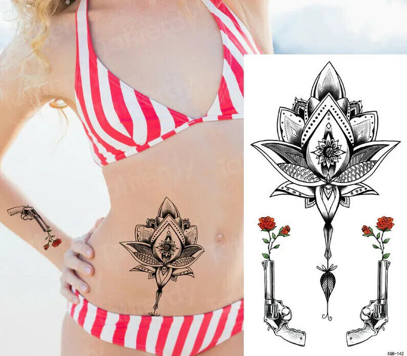 Temporary Tattoos Womens Mens Lion Sexy Flower Fake Waterproof Tattoo Sticker