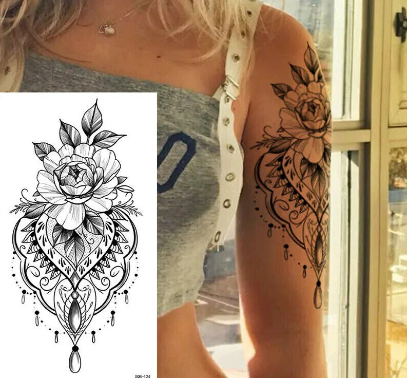 Temporary Tattoos Womens Mens Lion Sexy Flower Fake Waterproof Tattoo Sticker