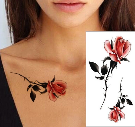 Rose Flower Temporary Tattoo Fake Press Sticker Womens Girls Arm Leg Festival UK