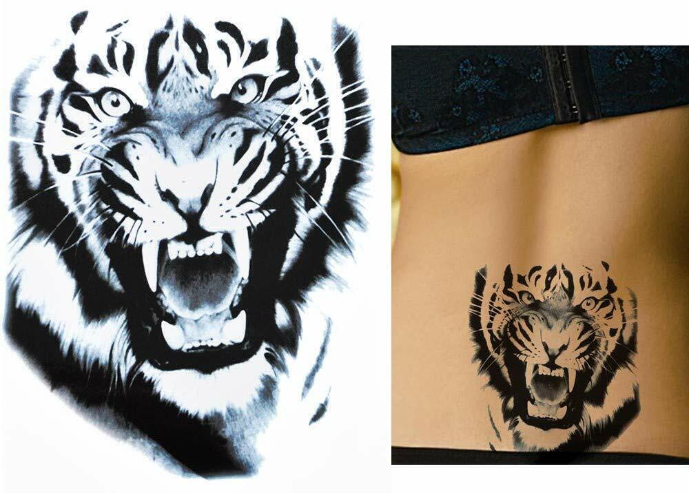 Tiger Temporary Waterproof Tattoo Sleeve Mens Womens Fake Sticker Cat Chest Back