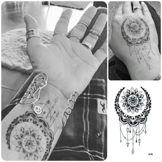 Lotus Mandala Crown Waterproof Temporary Tattoo Fake Sticker Hand Women Girls UK