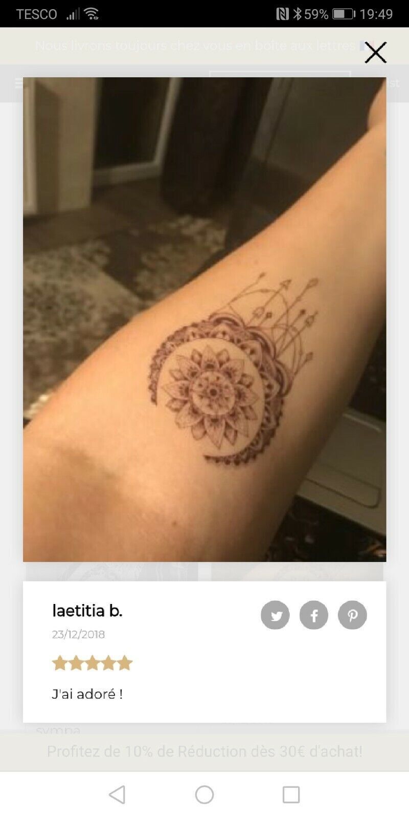 Lotus Mandala Crown Waterproof Temporary Tattoo Fake Sticker Hand Women Girls UK