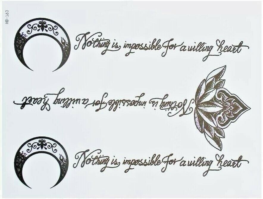 Nothings Impossible Temporary Tattoo Text Tattoos Arm Band Moon Mens Womens Hope