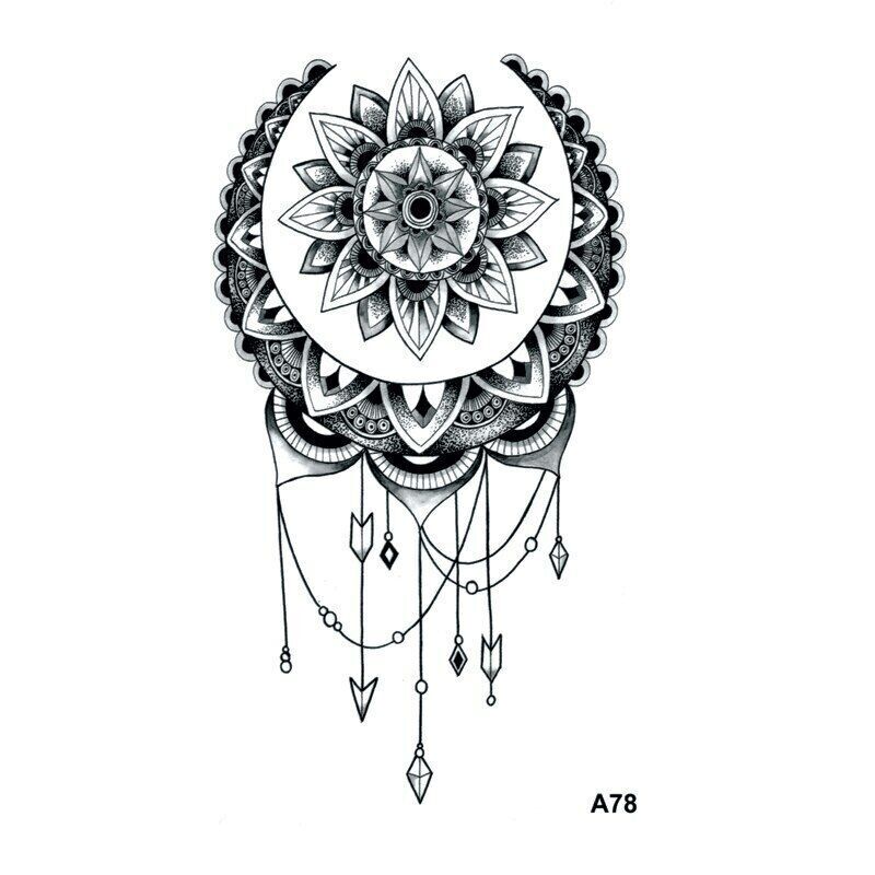 Lotus Mandala Crown Waterproof Temporary Tattoo Fake Sticker Hand Women Girls UK