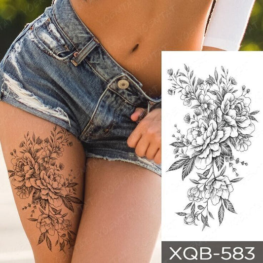 Flowers Womens Temporary Tattoo Fake Waterproof Arm Leg Thigh Chest Back Body
