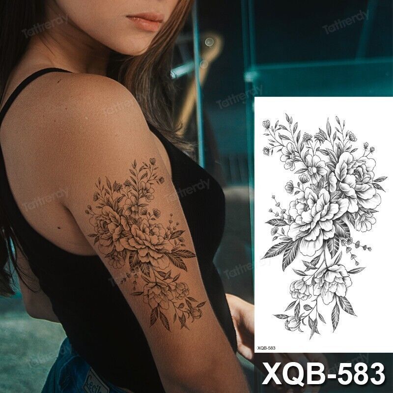 Flowers Womens Temporary Tattoo Fake Waterproof Arm Leg Thigh Chest Back Body