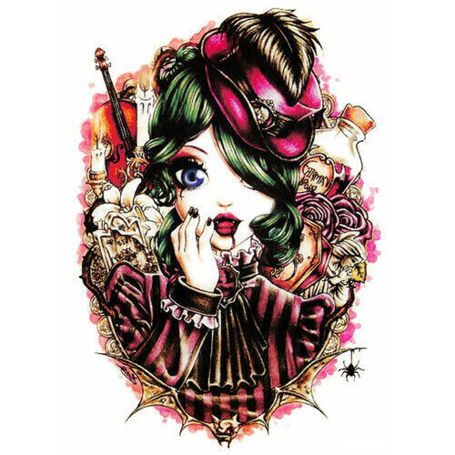 Gothic Vampire Girl Temporary Tattoo Womens Tattoos Sticker Waterproof Body Art
