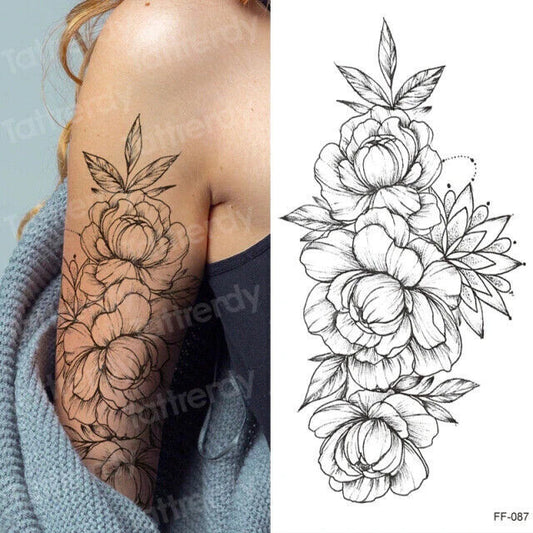 Flowers Womens Temporary Tattoo Thigh Leg Chest Fake Sticker Arm Women Tattoos