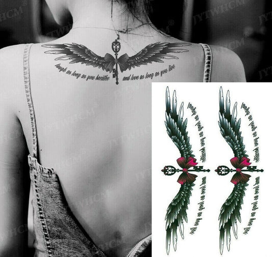 Angel Wings Temporary Tattoo Large Arm Chest Back Womens Waterproof Tattoos