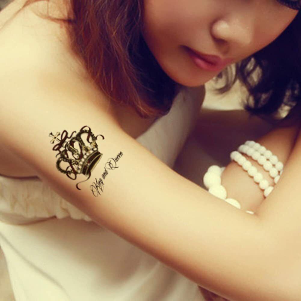 King Queen Crown Temporary Tattoos Women Mens Love Relationship Couple Tattoo UK
