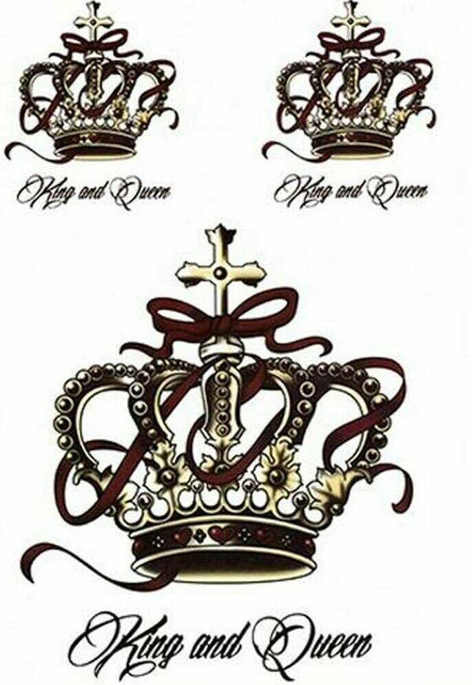 King Queen Crown Temporary Tattoos Women Mens Love Relationship Couple Tattoo UK