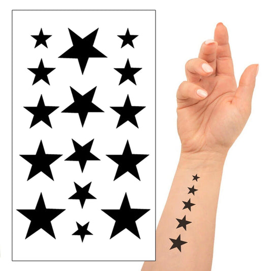 Stars Temporary Tattoo Black Small Star Waterproof Men Women Kids Hand Arm Face