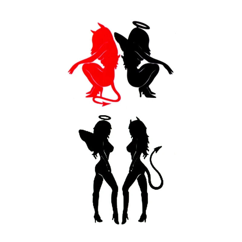 Red Devil Black Angel Sexy Waterproof Temporary Tattoo Fake Stickers Women