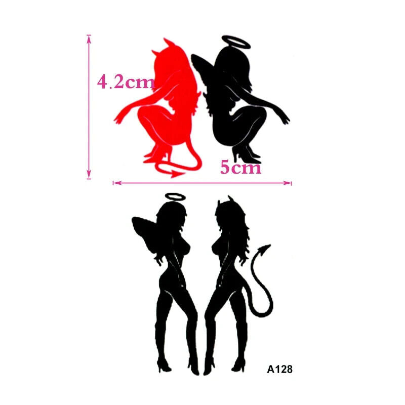 Red Devil Black Angel Sexy Waterproof Temporary Tattoo Fake Stickers Women