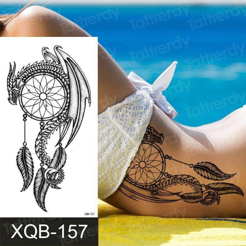 Dragon Temporary Tattoo Dreamcatcher Sticker Womens tattoos Mens Sleeve Arm