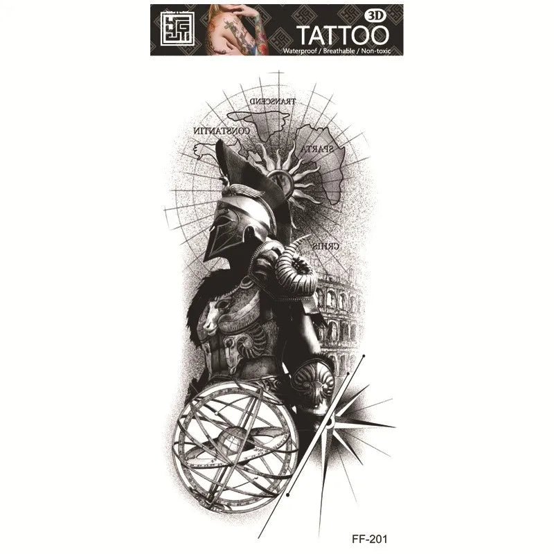 Roman Legionary Warrior Mens Womens Temporary Tattoo Fake Tattoos Waterproof