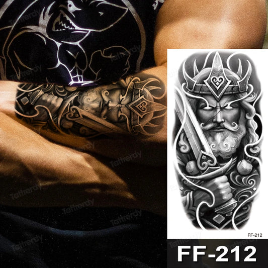 Greek God Ares Sword King Mens Womens Temporary Tattoo Fake Tattoos Waterproof
