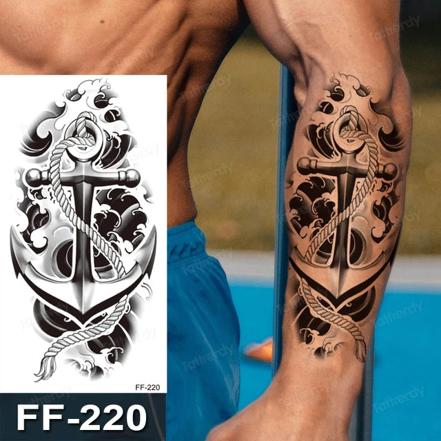 Anchor Nautical Ship Naval Mens Womens Temporary Tattoo Fake Tattoos Waterproof