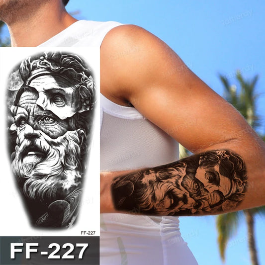 Greek God Statue Breaking Free Womens Temporary Tattoo Fake Tattoos Waterproof