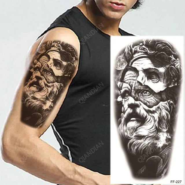 Greek God Statue Breaking Free Womens Temporary Tattoo Fake Tattoos Waterproof