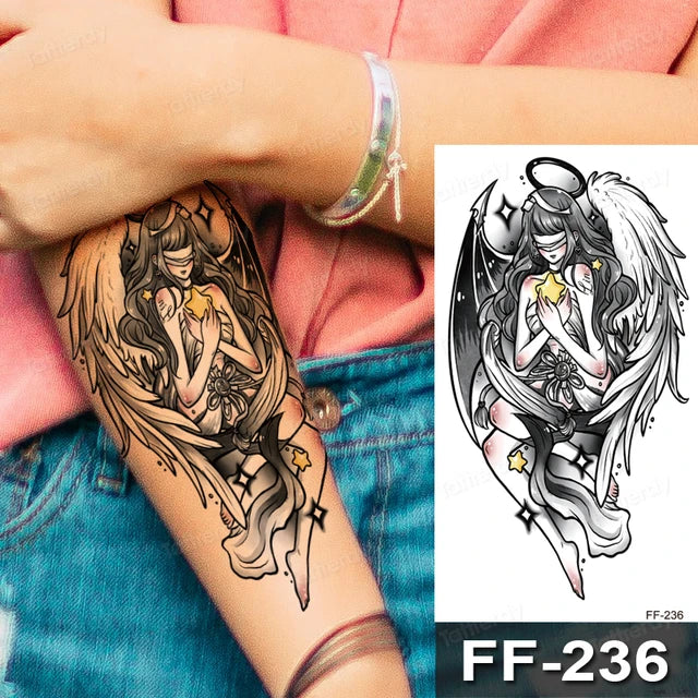 Star Angel Girl Halo Mens Womens Temporary Tattoo Fake Tattoos Waterproof