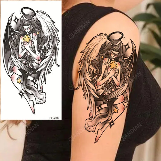 Star Angel Girl Halo Mens Womens Temporary Tattoo Fake Tattoos Waterproof