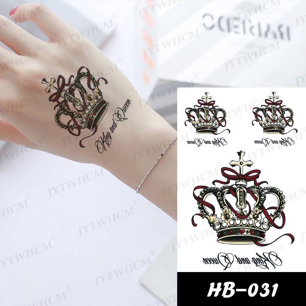 King Queen Crown Temporary Tattoos Women Mens Love Relationship Couple Tattoo UK