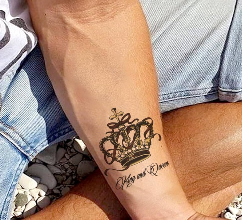 King Queen Crown Temporary Tattoos Women Mens Love Relationship Couple Tattoo UK